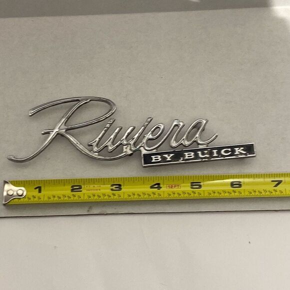Riviera By Buick Draw CC Chrome Trunk Script Deck Lid Emblem Badge 1971-1972 - Picture 7 of 7